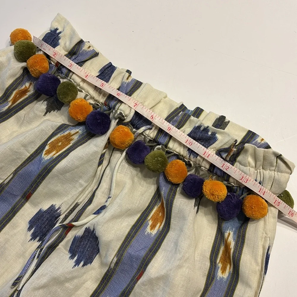 NOT 4 SALE Ollari Anthropologie Ikat Print Wide Leg Pom Pom Embellishment Pants - Picture 7 of 16